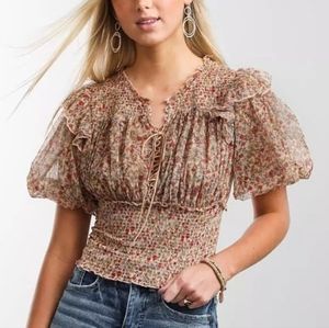 Free People smocked floral top size large